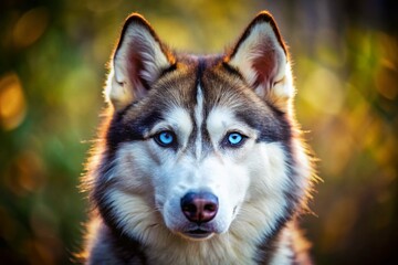 Obraz premium Husky Dog Close Up Portrait, Friendly Siberian Husky Eyes, Pet Animal Photography