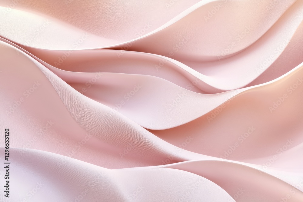 Poster Delicate, flowing pink fabric waves create a soft and inviting texture in an artistic setting. Generative AI