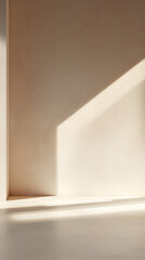 Photo of a beige wall with light shadows for product display
