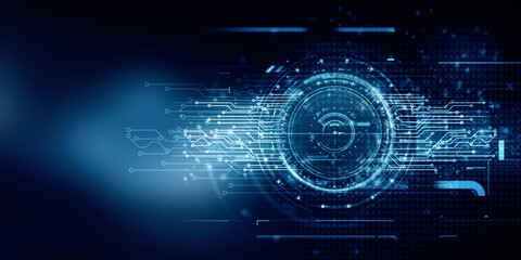 2d illustration Abstract futuristic electronic circuit technology background
