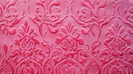 pink embossed floral wallpaper with decorative texture