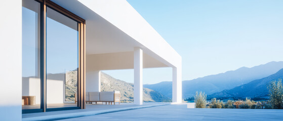 Fototapeta premium Modern architecture blends with nature in a serene landscape during daylight