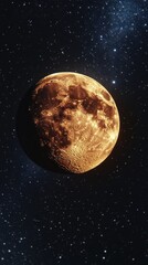 Amber Moon Night Sky Space Art Wallpaper
