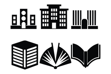 Obraz premium set of black and white buildings