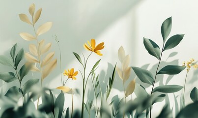 Abstract illustration of various plant forms in modern minimalist style, symbolizing growth and simplicity.