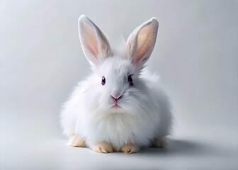Obraz premium Isolated White Rabbit: Perfect for Presentations & Designs - High-Resolution Stock Photo