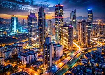 Fototapeta premium Istanbul Levent Skyline Timelapse - Macro December Night Photography