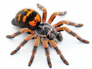 Colorful tarantula with striking orange and black markings