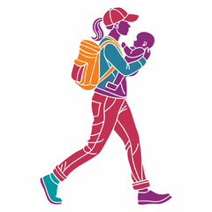 Fototapeta premium Carrying Baby silhouette vector illustration