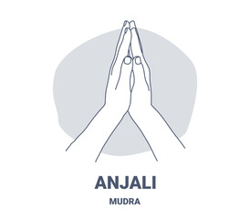 Anjali Mudra Gesture Symbolic Yoga Illustration