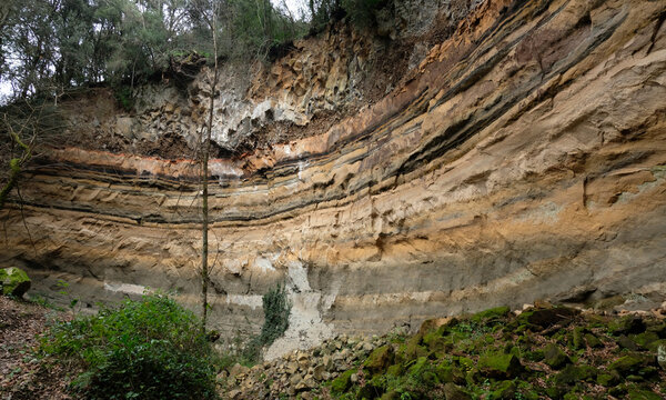 Cross-section view of underground soil in the territory of ancient Etruria north of Rome