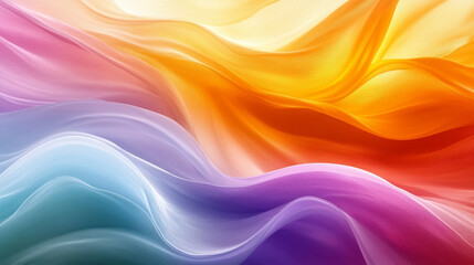 A colorful, flowing wave of fabric with a rainbow of colors