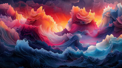 Obraz premium A colorful painting of a sky with waves and clouds