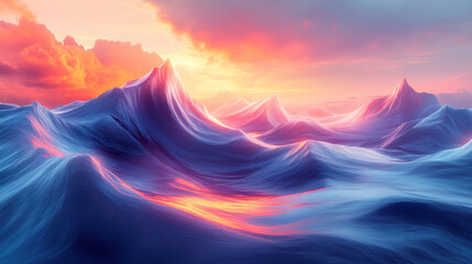 A beautiful blue ocean with mountains in the background