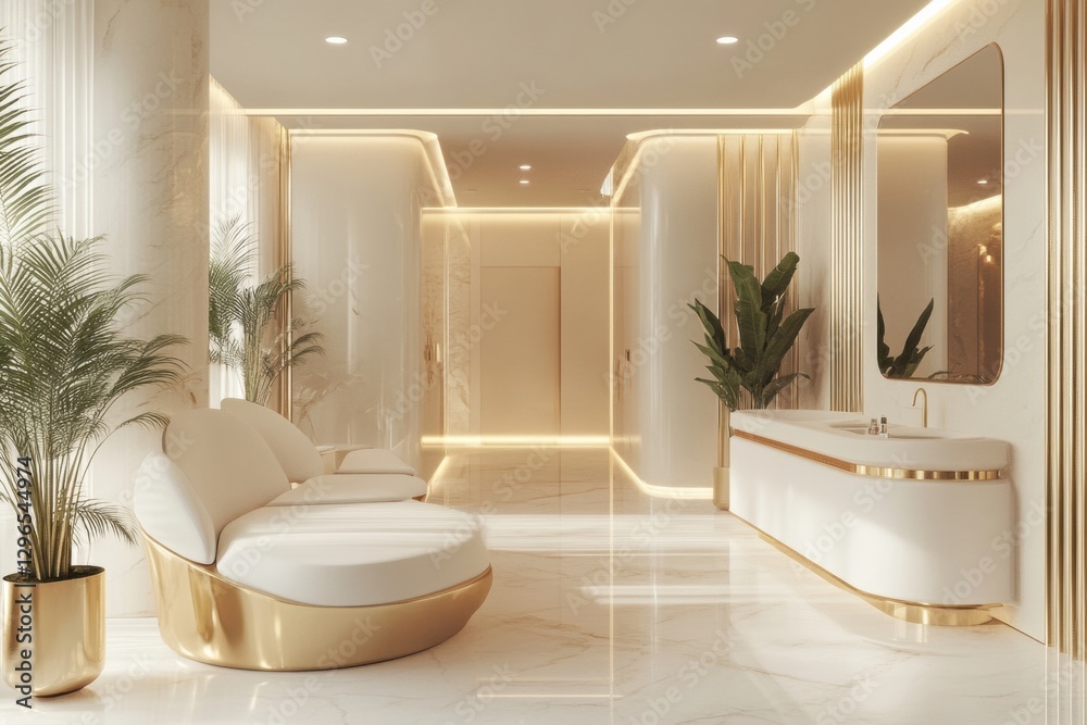 Aufkleber luxurious spa interior with elegant design elements and soft lighting in a tranquil environment. gen