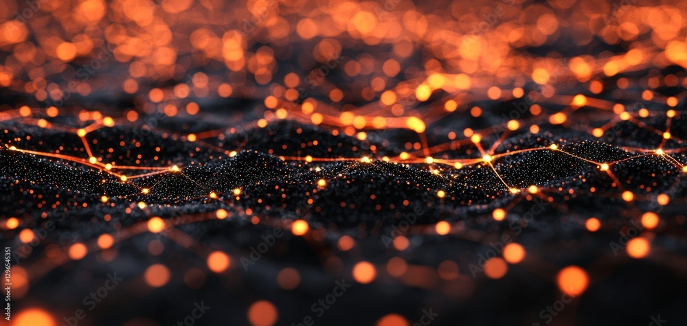 Poster a captivating close-up view of shimmering orange and gold lights creating a mesmerizing abstract pat