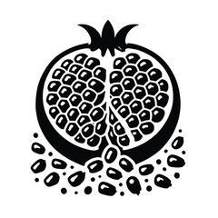 Pomegranate Silhouette with Seeds