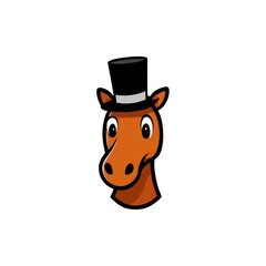 Fototapeta premium a cartoon illustration of a horse wearing a top hat. It has a friendly, cartoonish face and a polished black hat