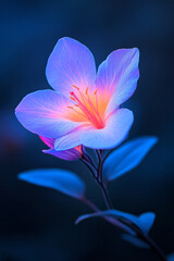 Dreamlike macro shot of vibrant purple and orange flowers softly glowing at twilight, delicate