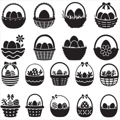 set vec tor various style Easter basket silhouettes	
