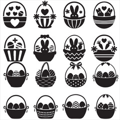 set vec tor various style Easter basket silhouettes	
