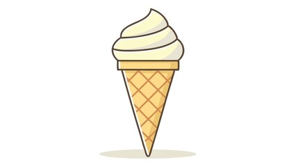 a single ice cream cone. The ice cream is vanilla flavored and looks creamy, served in a waffle cone