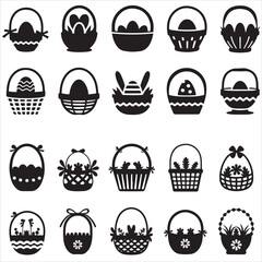 set vec tor various style Easter basket silhouettes	
