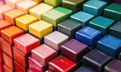 Beautiful coated color cards or cubes of colored tiles.