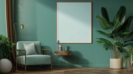 Marco de maqueta en el interior de la sala de estar renderizado 3d.