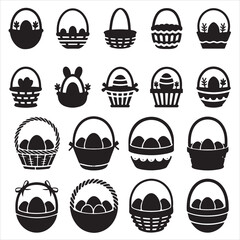 set vec tor various style Easter basket silhouettes	
