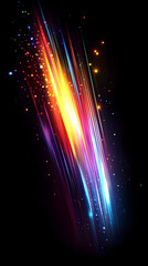 Abstract, colorful lines and curves on a dark background
