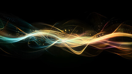 Fototapeta premium Abstract, colorful lines and curves on a dark background 