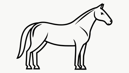 Fototapeta premium a simplified black outline of a horse, showcasing its elegant form, gracefully highlighting its silhouette against white background