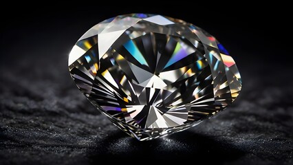 Brilliant-Cut Diamond on Black Velvet Pedestal