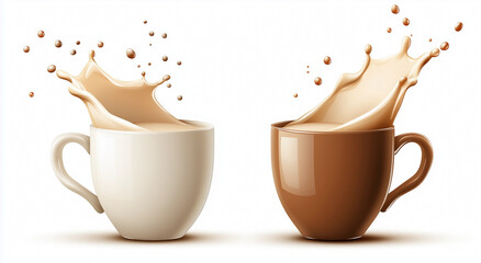 Fototapeta premium Cups of coffee with milk
