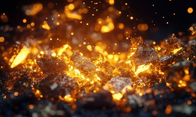 Sparks and embers glow brightly in fiery, dynamic motion scene.