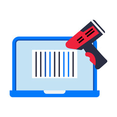 Barcode scanner icon in flat style