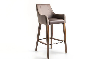 Fototapeta premium A brown leather chair with a wooden frame