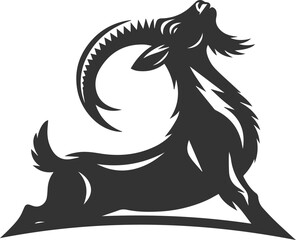Goat stretching after waking up animal silhouette vector