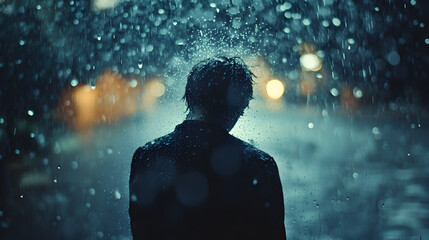 standing in the rain, their skin turning into droplets and merging with the storm 