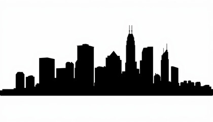 Fototapeta premium Business district silhouette against a white background, urban minimalism