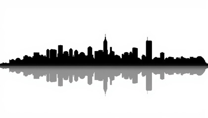 Obraz premium Tranquil city silhouette reflecting on water, serene mornings