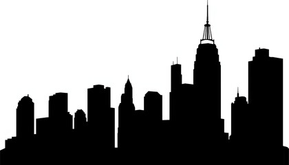 Obraz premium Modern urban building silhouette against white backdrop, architectural design