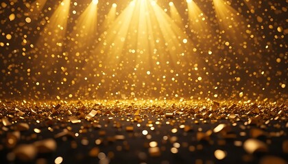 Naklejka premium Glimmering Golden Lights and Sparkling Dust in an Enchanting Festival Atmosphere