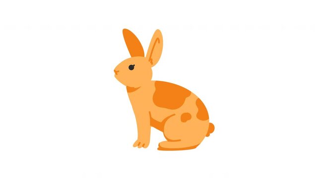 Adorable orange and brown spotted rabbit illustration for easter designs
