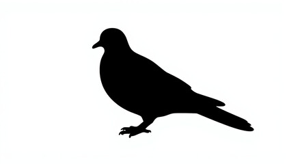 Fototapeta premium Black silhouette of dove on white background, symbol of peace