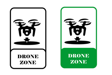 Drone quadrocopter logo. Flying zone simple vector illustration icon. Pictograph .