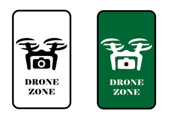 Drone quadrocopter logo. Flying zone simple vector illustration icon. Pictograph .