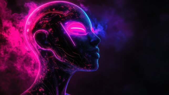 Neon Cyberpunk AI Face