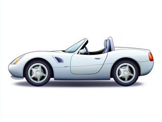 Obraz premium White Two Seater Sports Convertible Car Side Profile Illustration